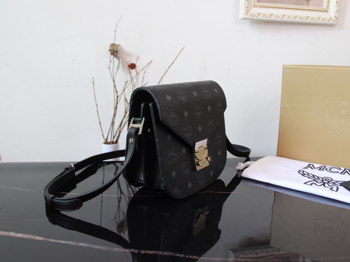 Mcm Classic Print Messenger Bag Black - Image 2