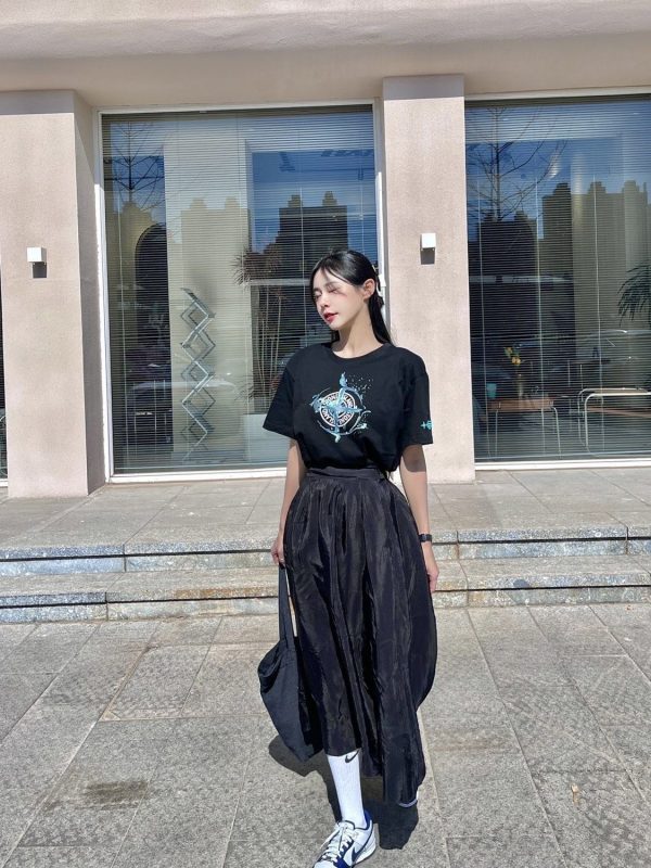 Stone Island STONE splashed ink compass cotton short-sleeved T-shirt men and women couples summer color matching printed casual tops