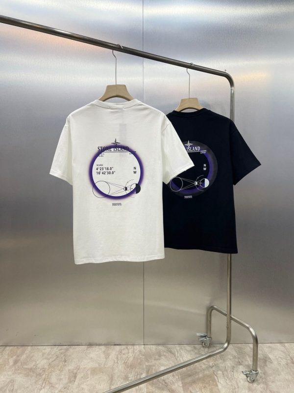 Stone Island STONE solar eclipse time-space compass printed short-sleeved T-shirt summer new men and women couples all-match leisure