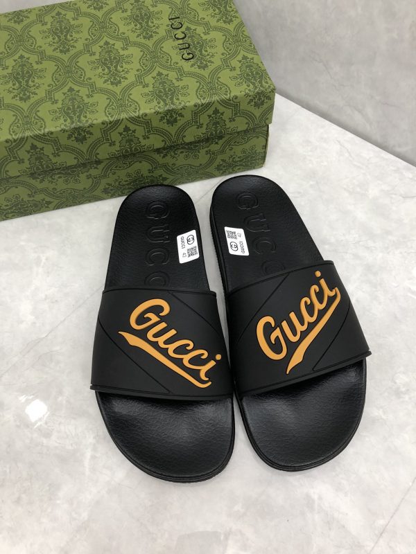 Gucci men's and women's homobian Gudgem slippers sandals black