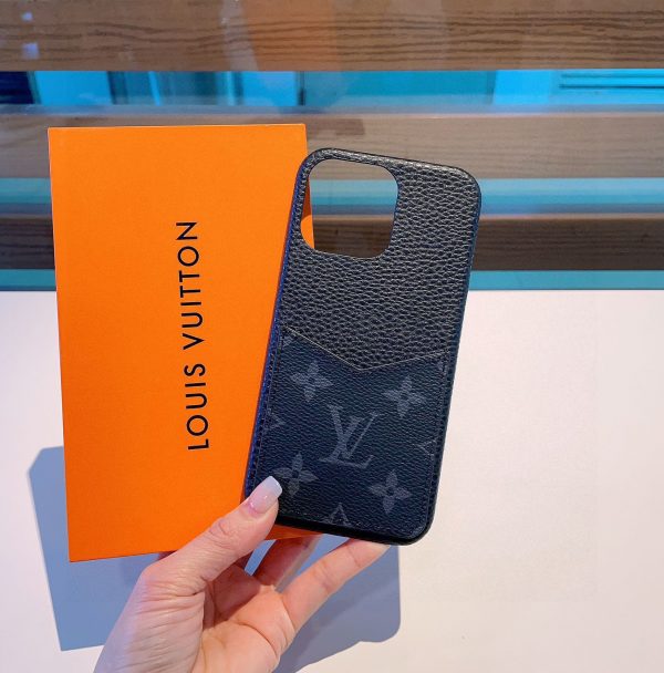 Louis Vuitton official website same style litchi pattern classic presbyopic card phone case presbyopic splicing card phone case