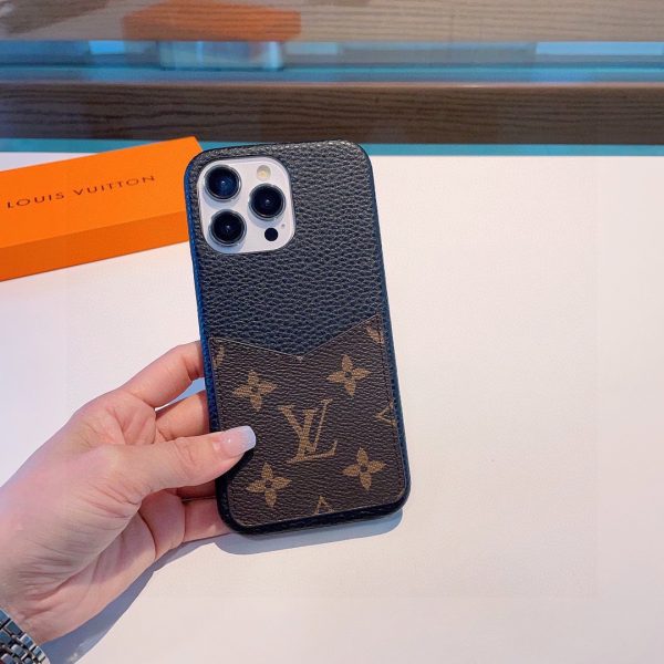 Louis Vuitton official website same style litchi pattern classic presbyopic card phone case presbyopic splicing card phone case