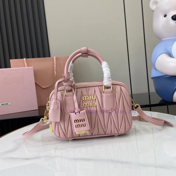 miu miu λευκα | MiuMiu Bags New Arcadia Matelasse Sheep Leather Small (19cm) Bowling Handbag/Crossbody Bag~Light Pink Sheep phjkec4p | μασκα prada ανδρικα