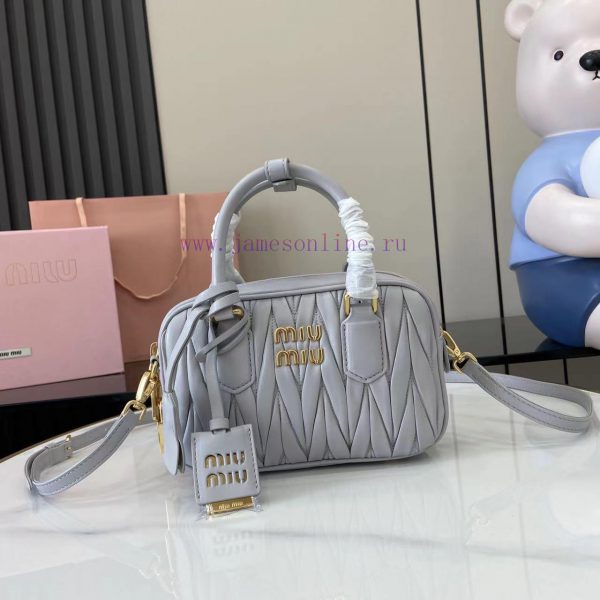 miu miu 56zs 5ak20i 56 | MiuMiu Bags New Arcadia Matelasse Sheep Leather Small (19cm) Bowling Handbag/Crossbody Bag - Pearl Grey She egm4dt6j | 575 τάγμα πεζοναυτών ρουχα